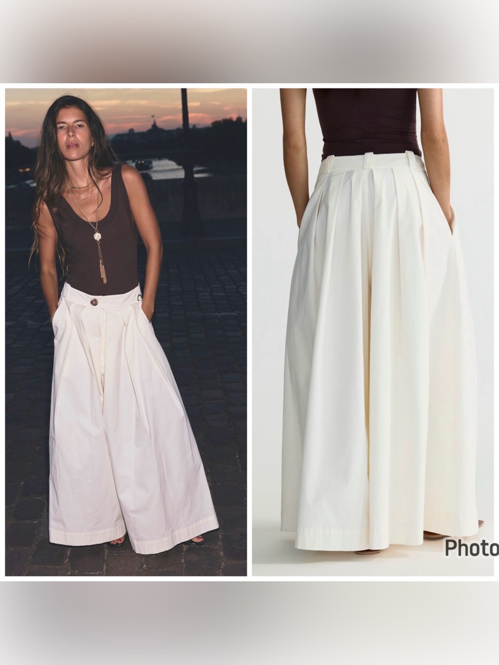 Free People Lasting Impressions Wide Leg Trousers Coconut Milk Size 8